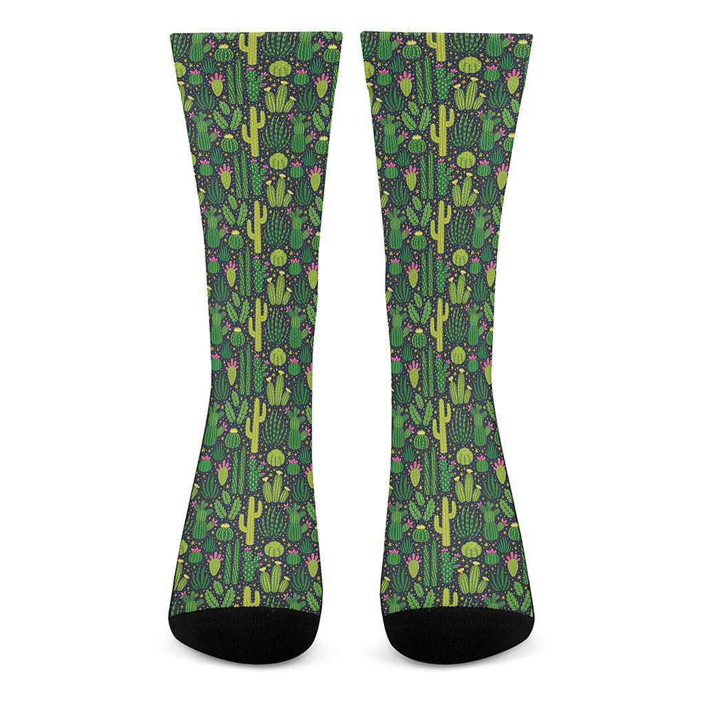 Cute Cactus Plant Pattern Print Crew Socks