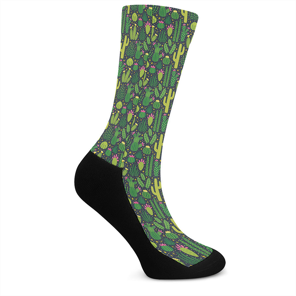 Cute Cactus Plant Pattern Print Crew Socks