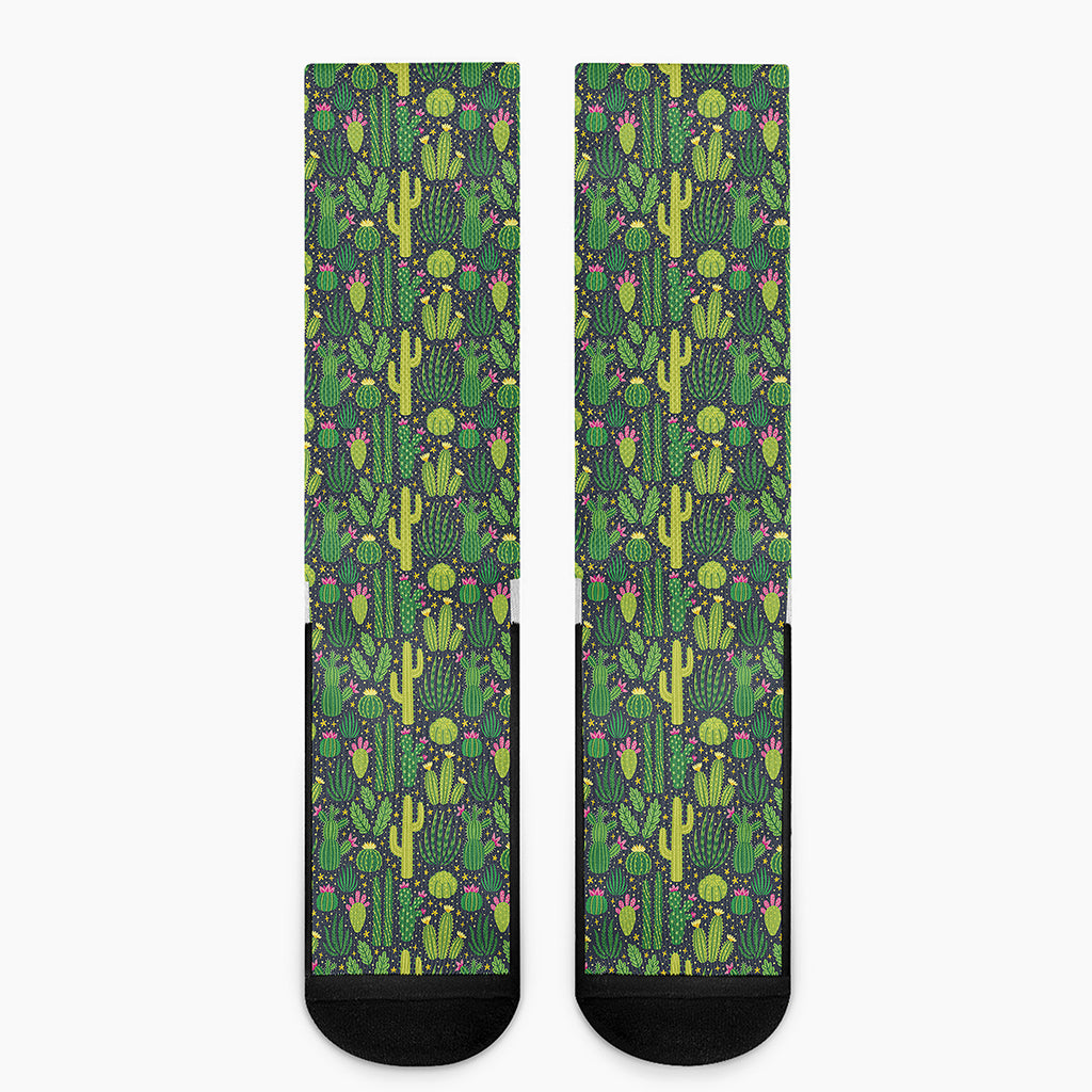 Cute Cactus Plant Pattern Print Crew Socks