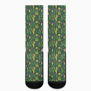 Cute Cactus Plant Pattern Print Crew Socks