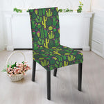 Cute Cactus Plant Pattern Print Dining Chair Slipcover
