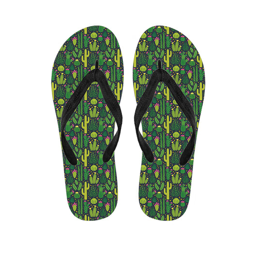 Cute Cactus Plant Pattern Print Flip Flops