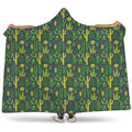 Cute Cactus Plant Pattern Print Hooded Blanket