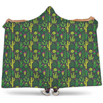 Cute Cactus Plant Pattern Print Hooded Blanket