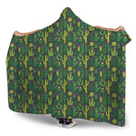 Cute Cactus Plant Pattern Print Hooded Blanket