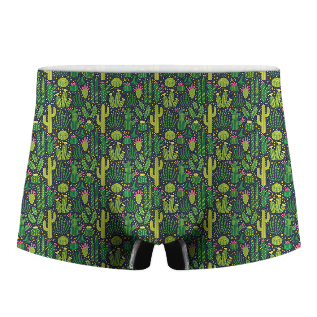Cute Cactus Plant Pattern Print Men's Boxer Briefs