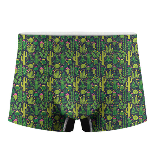 Cute Cactus Plant Pattern Print Men's Boxer Briefs