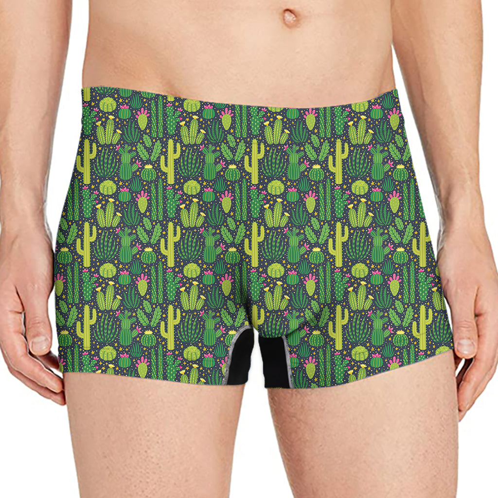 Cute Cactus Plant Pattern Print Men's Boxer Briefs