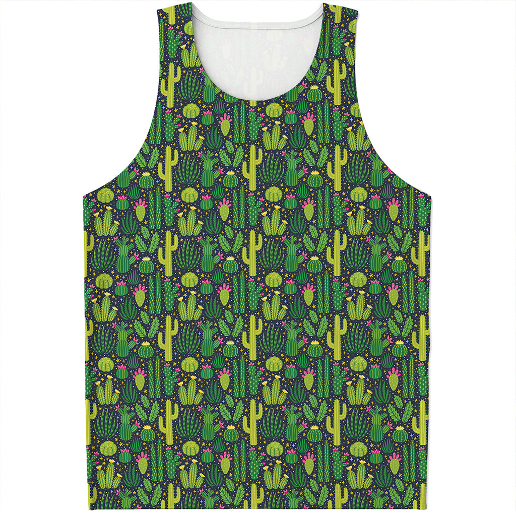 Cute Cactus Plant Pattern Print Men's Tank Top