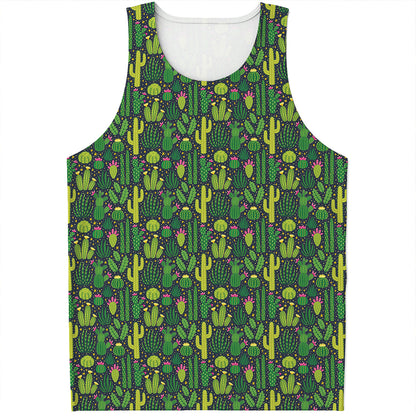 Cute Cactus Plant Pattern Print Men's Tank Top