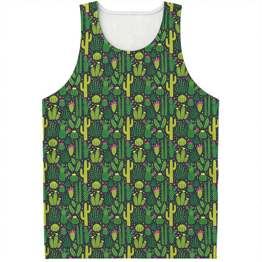 Cute Cactus Plant Pattern Print Men's Tank Top