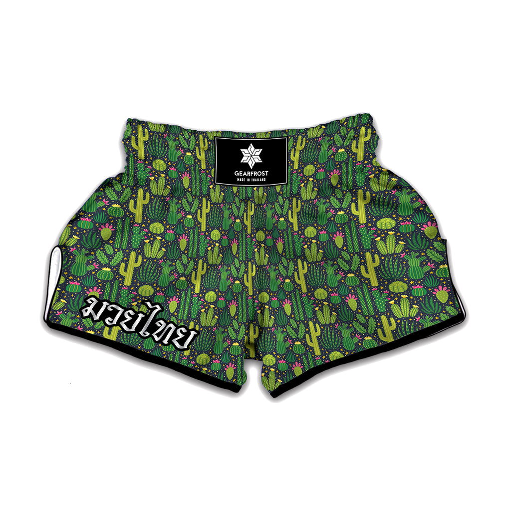 Cute Cactus Plant Pattern Print Muay Thai Boxing Shorts