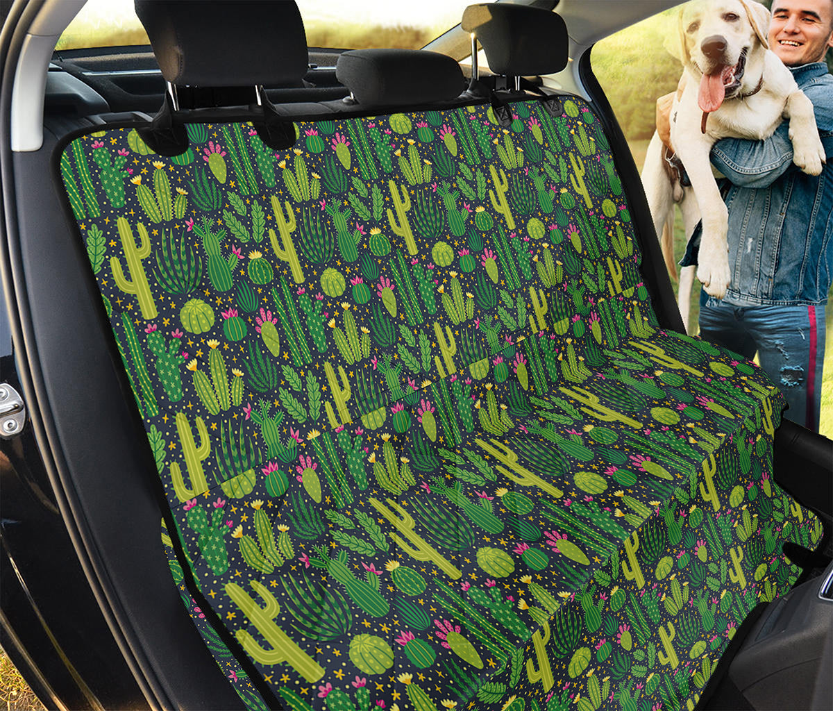 Cute Cactus Plant Pattern Print Pet Car Back Seat Cover