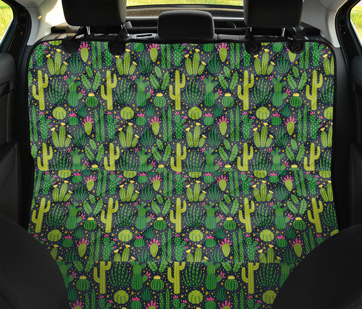 Cute Cactus Plant Pattern Print Pet Car Back Seat Cover