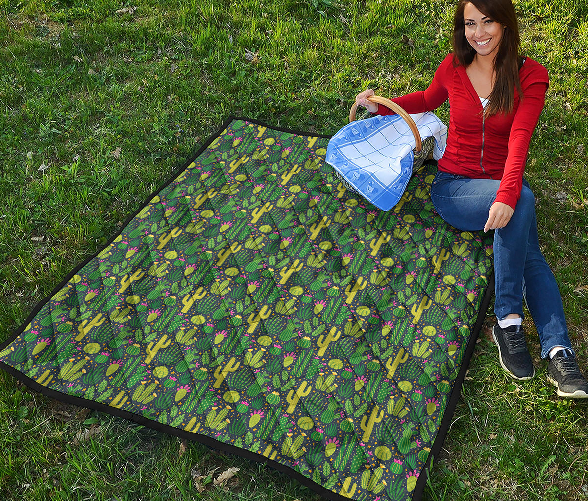 Cute Cactus Plant Pattern Print Quilt