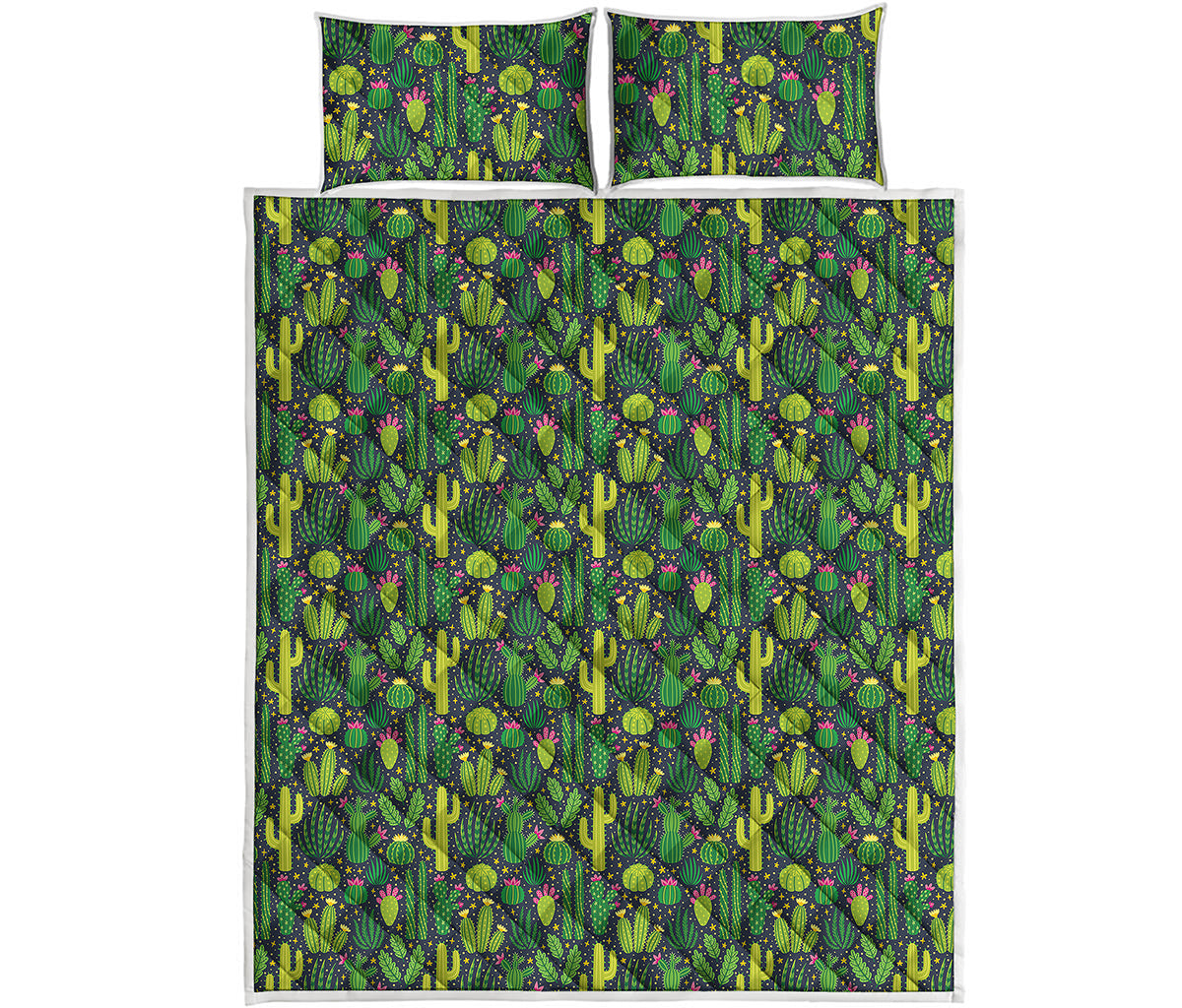 Cute Cactus Plant Pattern Print Quilt Bed Set