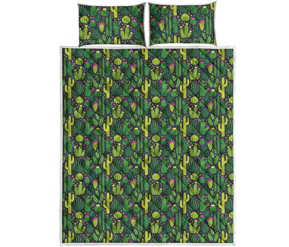 Cute Cactus Plant Pattern Print Quilt Bed Set