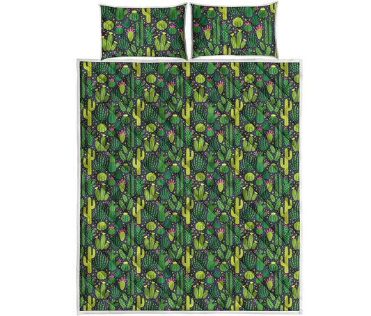 Cute Cactus Plant Pattern Print Quilt Bed Set