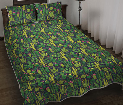 Cute Cactus Plant Pattern Print Quilt Bed Set