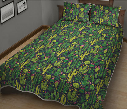 Cute Cactus Plant Pattern Print Quilt Bed Set