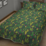 Cute Cactus Plant Pattern Print Quilt Bed Set