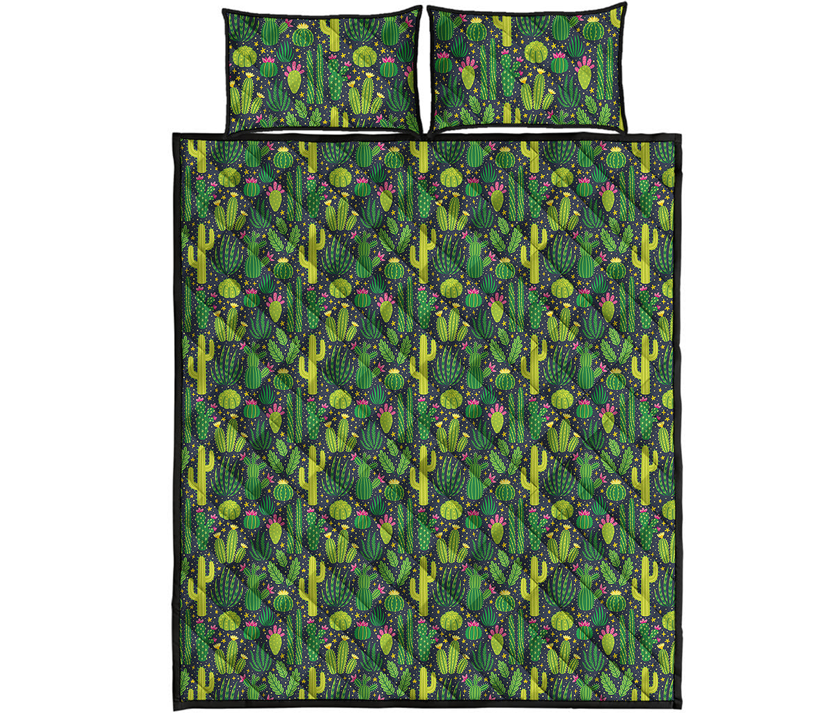 Cute Cactus Plant Pattern Print Quilt Bed Set