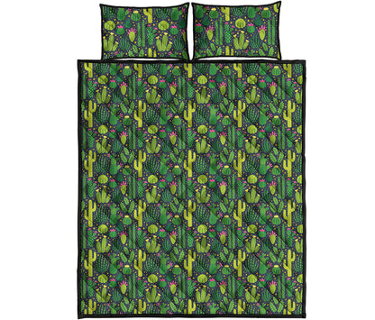 Cute Cactus Plant Pattern Print Quilt Bed Set