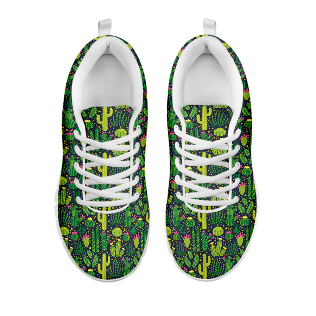 Cute Cactus Plant Pattern Print White Sneakers