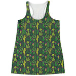 Cute Cactus Plant Pattern Print Women's Racerback Tank Top