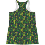 Cute Cactus Plant Pattern Print Women's Racerback Tank Top