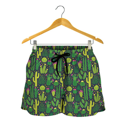Cute Cactus Plant Pattern Print Women's Shorts