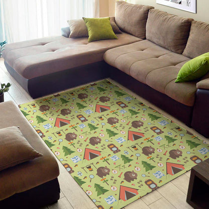 Cute Camping Pattern Print Area Rug