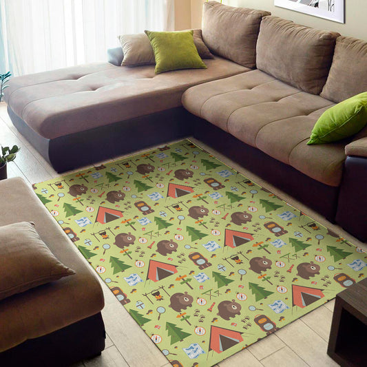 Cute Camping Pattern Print Area Rug