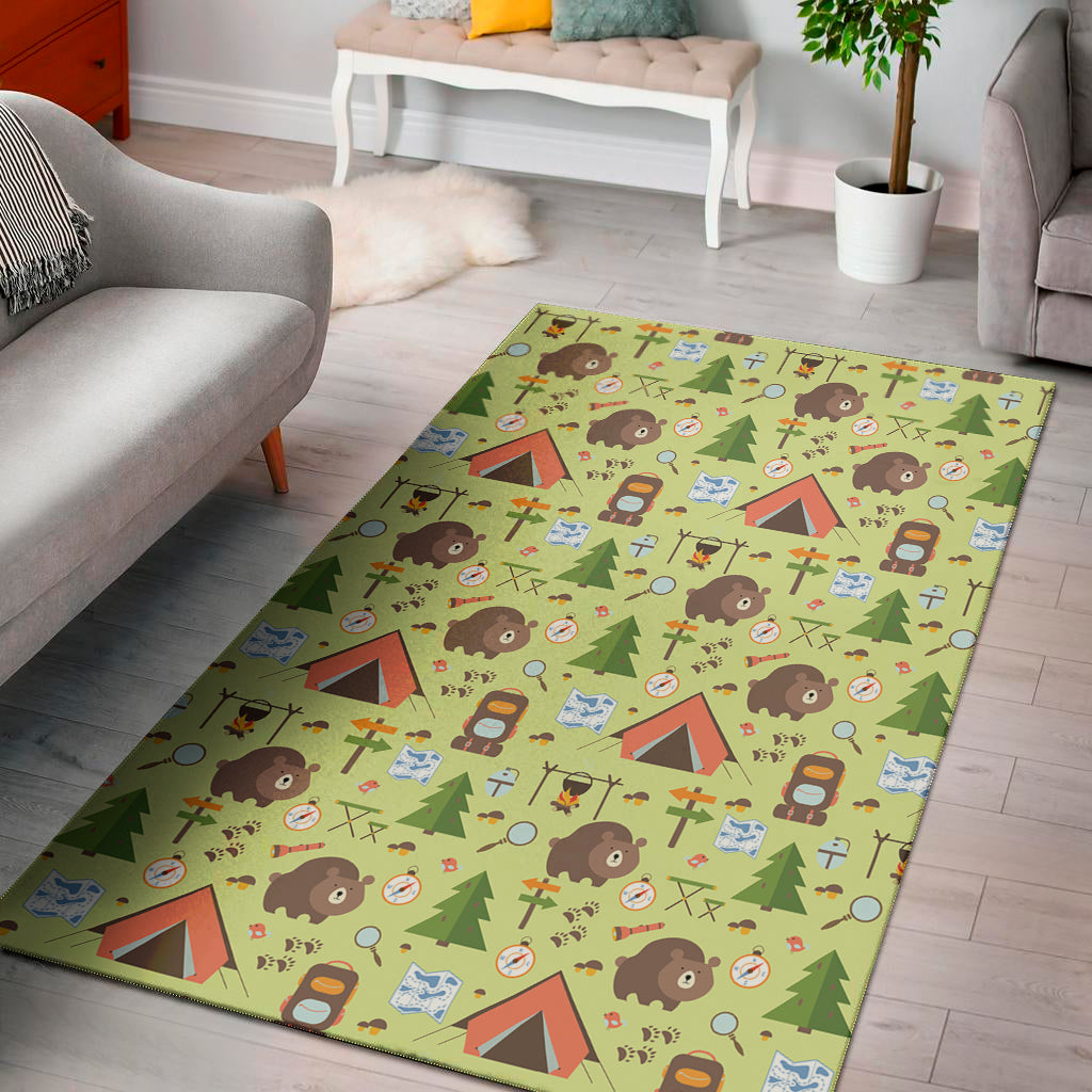 Cute Camping Pattern Print Area Rug