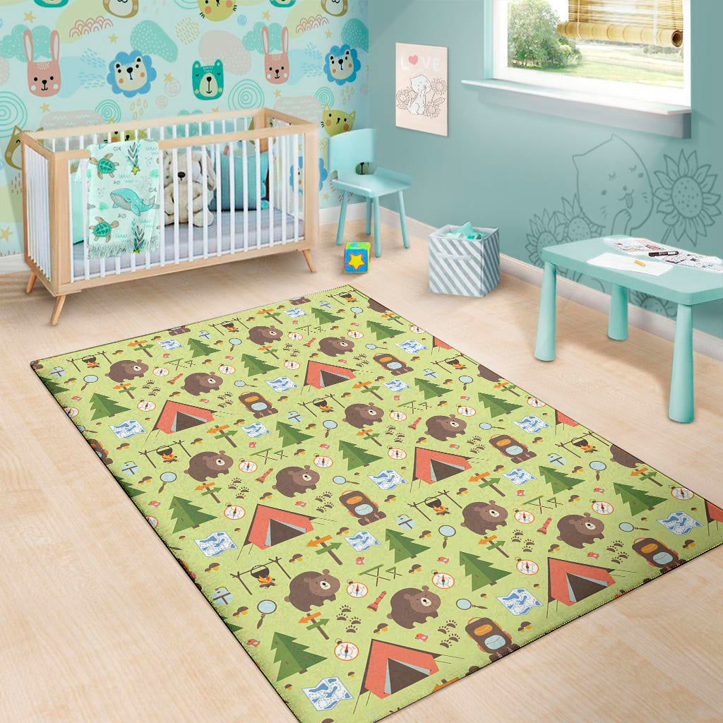 Cute Camping Pattern Print Area Rug