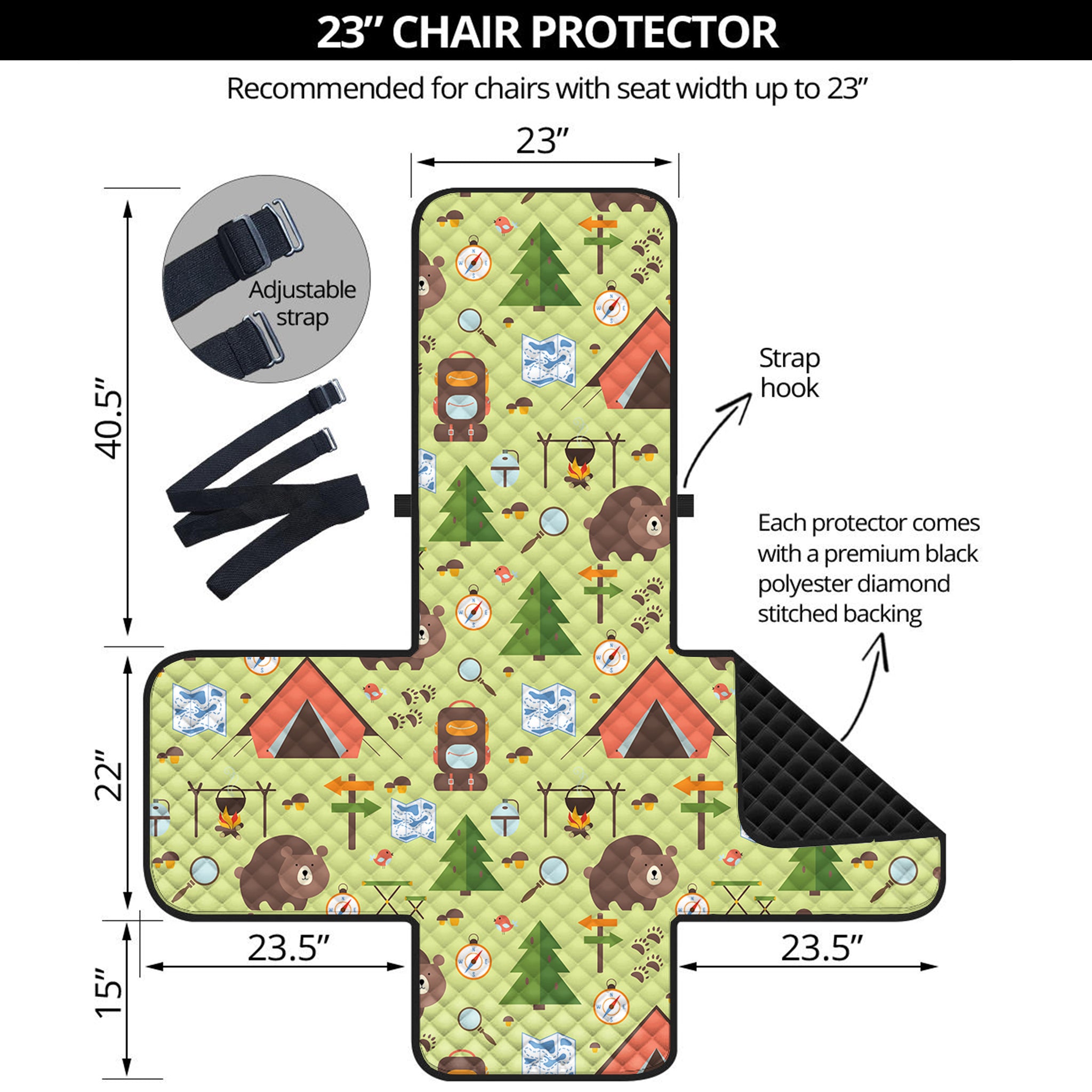 Cute Camping Pattern Print Armchair Protector