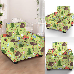 Cute Camping Pattern Print Armchair Slipcover