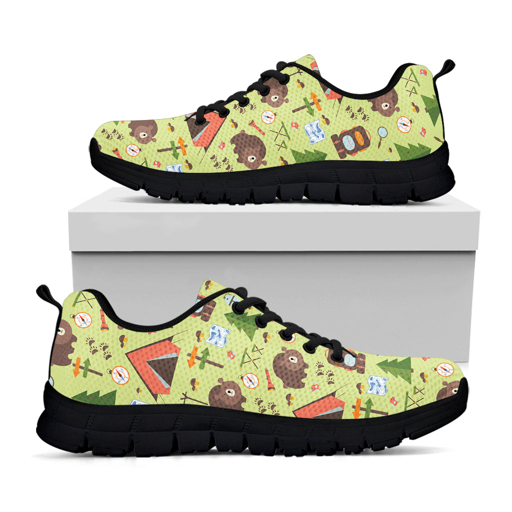 Cute Camping Pattern Print Black Sneakers