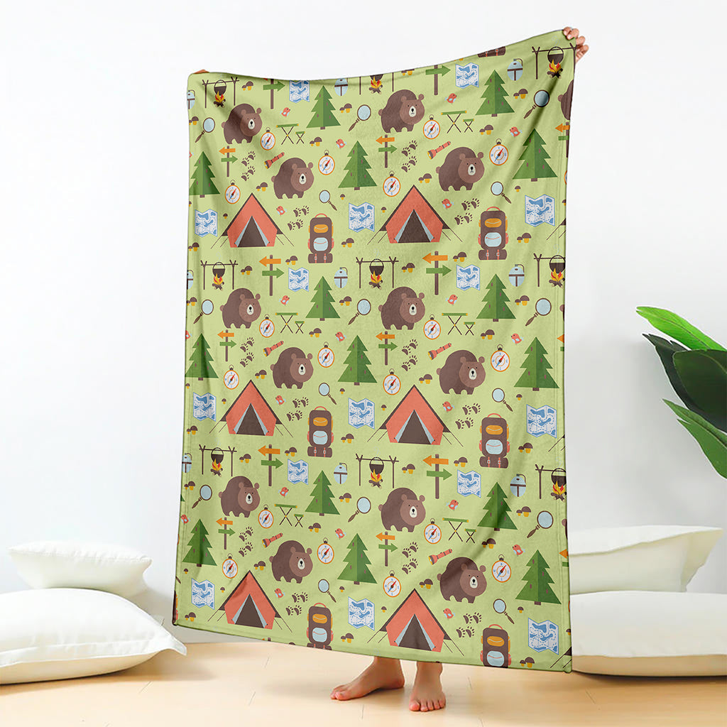 Cute Camping Pattern Print Blanket