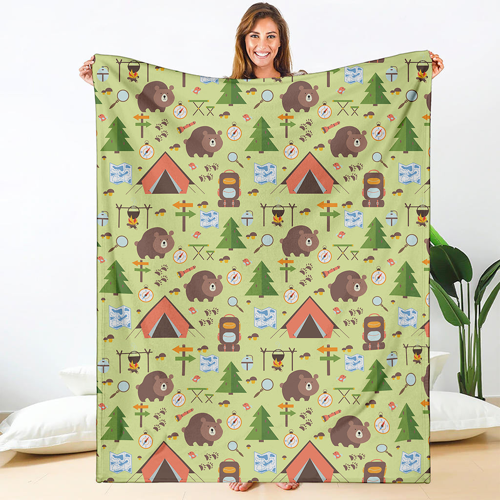 Cute Camping Pattern Print Blanket