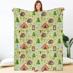 Cute Camping Pattern Print Blanket