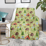 Cute Camping Pattern Print Blanket