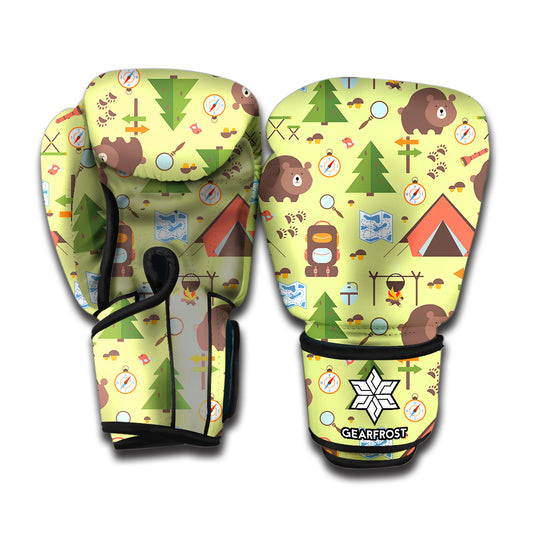 Cute Camping Pattern Print Boxing Gloves