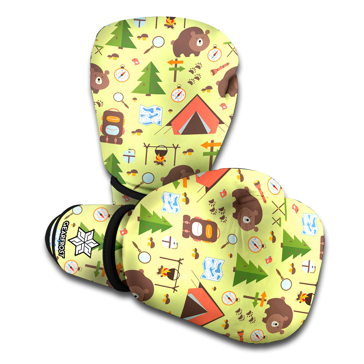 Cute Camping Pattern Print Boxing Gloves