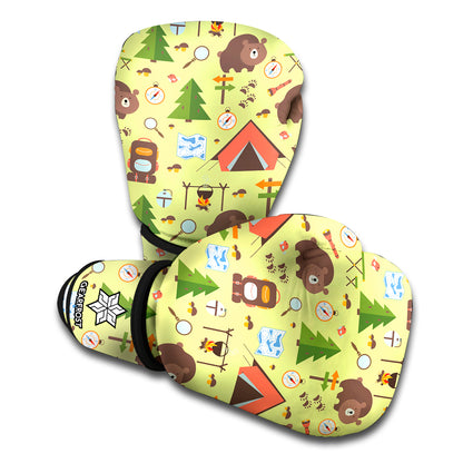 Cute Camping Pattern Print Boxing Gloves