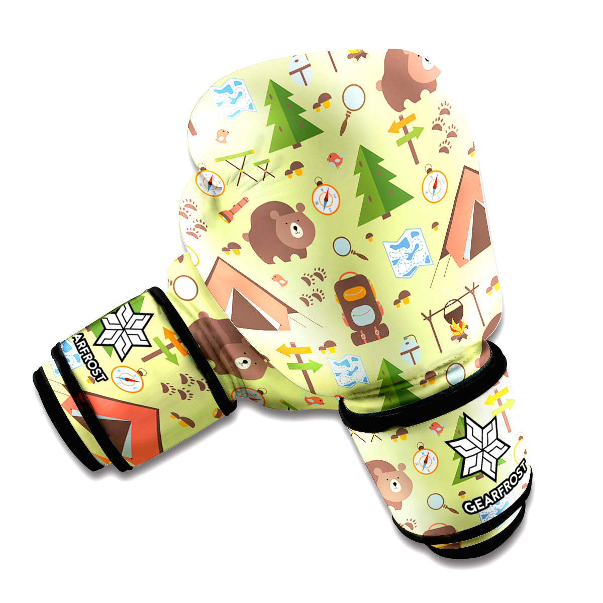 Cute Camping Pattern Print Boxing Gloves