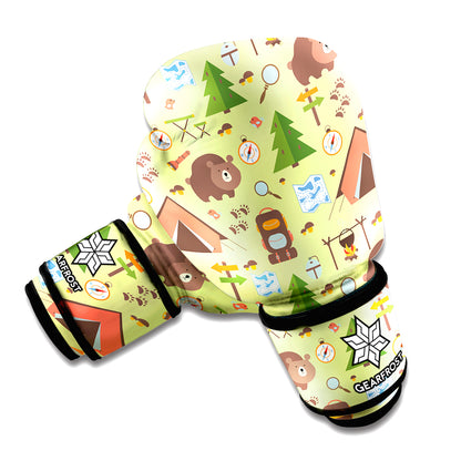 Cute Camping Pattern Print Boxing Gloves