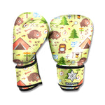 Cute Camping Pattern Print Boxing Gloves