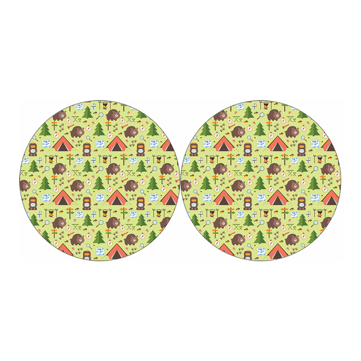 Cute Camping Pattern Print Car Coasters