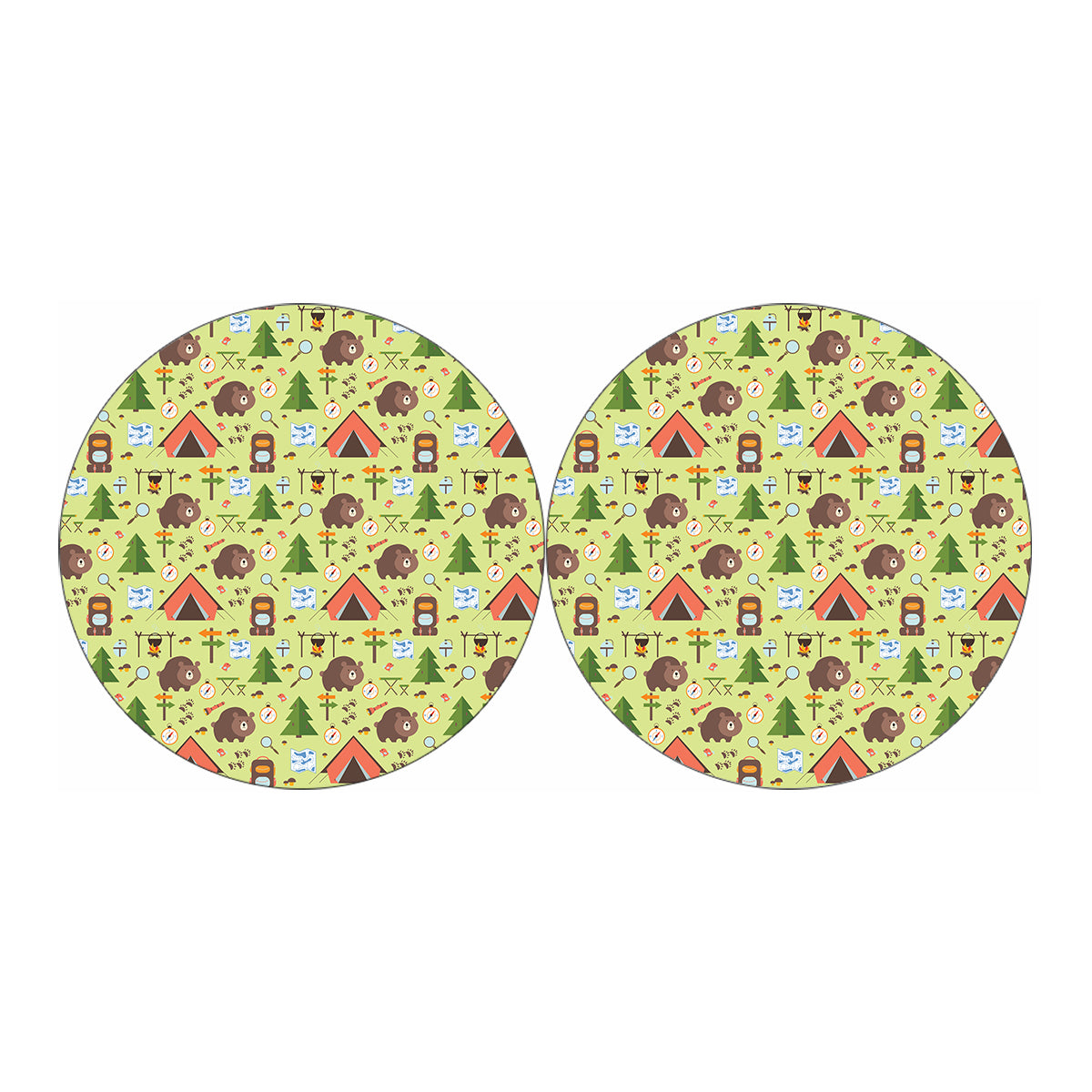 Cute Camping Pattern Print Car Coasters